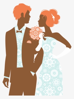 Wedding Invitation Hand Drawn Silhouette Bride And - Marriage Ceremony Drawing #1111982