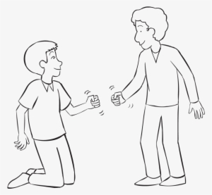 Back Two People Playing Rock Paper Scissors Five Lives - Drawing #1113614