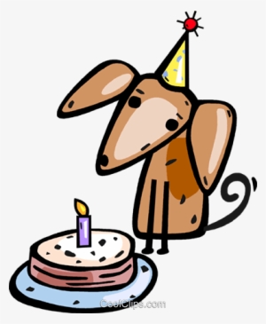 Puppy With His Birthday Cake Royalty Free Vector Clip - Happy Birthday Dog Long Sleeve T-shirt #1117284