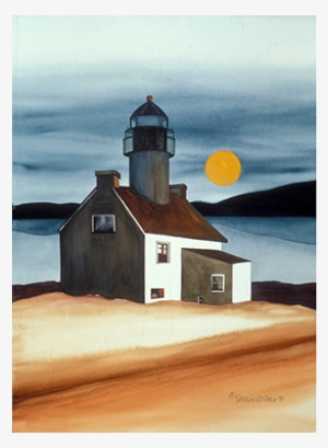 Rising Moon & Old Point Loma Lighthouse, San Diego, - Artist #1117674