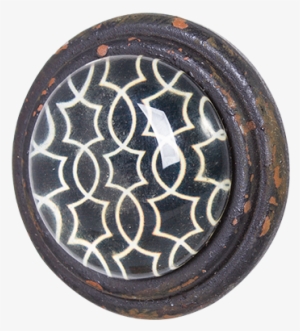 Metal Door Knob With Glass Inset - Door Handle #1118889