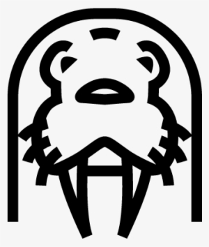 Sea Cow Face Frontal Outline Vector - Icono Morsa #1119193
