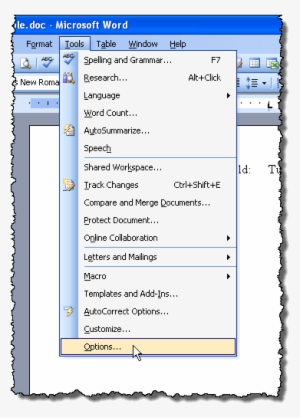 Selecting Options From The Tools Menu In Word - Word 2003 - Free ...