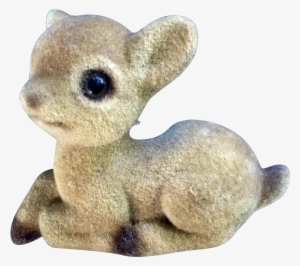 Vintage Josef Originals Baby Fawn Deer With Fuzzy Flocked - Animal Figurine #1119848