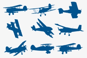 Clip Free Library Biplane Clipart Toy Plane - Blue Biplane Silhouette #1124990