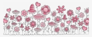 Pink Doodle Flower Field White Mug - Pink Flower Field Shower Curtain #1125097