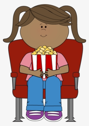 Graphic Freeuse Clip Art Images Kids Night Girl Watching - Clipart Watching Movies #1126127