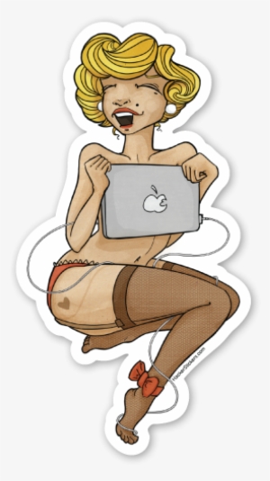 Sexy Geek Pinup Girl Sticker - Cartoon #1127756