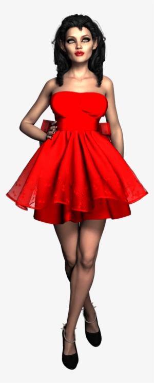 A-line Dresses - Woman Red Dress Png #1128285