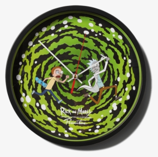 Portal Glow In The Dark Wall Clock - Rick And Morty Primitive #1128854