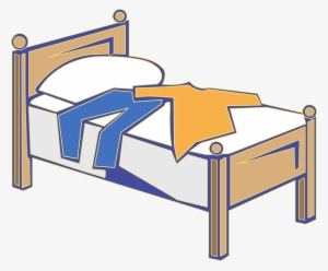 Bedroom Clipart Wooden Bed - Clothes On Bed Clipart #1129211