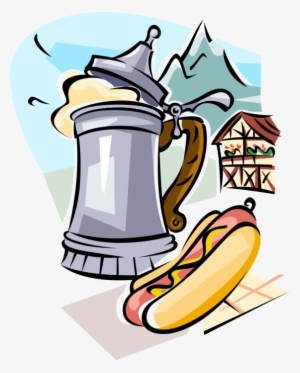 Vector Illustration Of German Bratwurst Oktoberfest - German Beer Stein Clipart #1129589