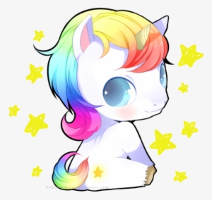 Drawn Rainbow Big Cartoon - Imagenes De Unicornios Bebes Kawaii #1131373