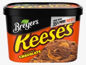 A 48 Ounce Tub Of Breyers Reese's Chocolate Front Of - Reeses Ice Cream #1131630