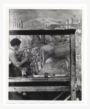 Margolis At Work On Mural, - Painting #1132904