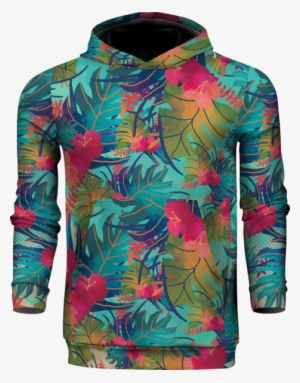 Tropical Leaves 100% Polyester Hoodie - Hoodie #1132990 Tropical Leaves 100% Polyester Hoodie - Hoodie #1132990