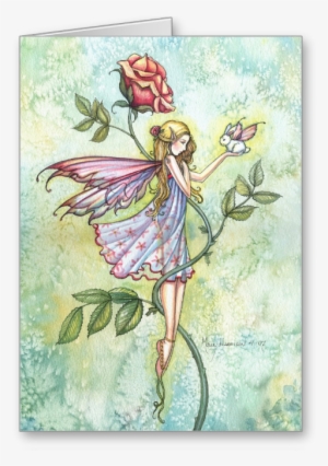 Fairy Art And Fantasy Art Gift Items By Molly Harrison - Thank You Card - Fairy And Bunny Fairy Card #1134403