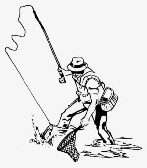 Fisherman Fly Fishing Fishing Rods Fishing Nets - Drawing Of Man Fishing #1135853