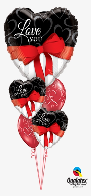 Layer Plus Love You Ribbon & Bows Bouquet - 18" Love You Red Ribbon Foil Balloon #1136238