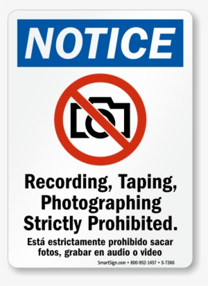 40 Mil Aluminum Signs Recording, Taping, Photographing - No Talking On Cell Phones #1137161