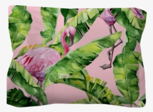 Banana Palm Leaves Seamless Watercolor Illustration - Dense Jungle Round Mouse Pad Customized Non Slip Rubber #1139819