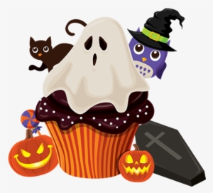 Halloween Candies In Witches Cauldron - Halloween Cupcake Clip Art #1140311