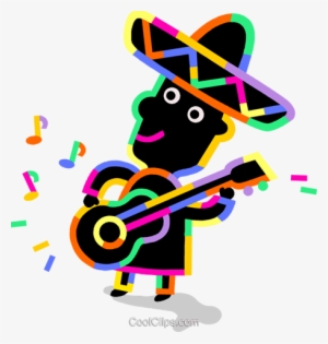 Mariachi Guitar Player Royalty Free Vector Clip Art - Mariachi Transparent #1142897