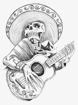 Mexican Day Of The Dead Romantic Mariachi - Dia De Los Muertos Mariachi Sketch #1143523