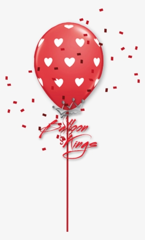 11in Latex White Hearts - Big Hearts Polka Dots White And Red Balloons - Pack #1143846