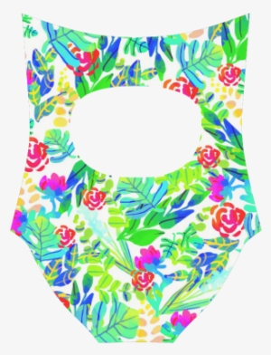 Cute Tropical Watercolor Flowers Strap Swimsuit Video #1143992