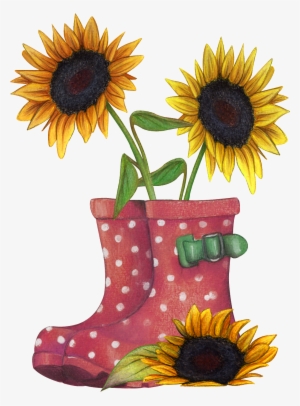 Sunflower Png Transparent Placed In Rain Boots - Boot #1145112