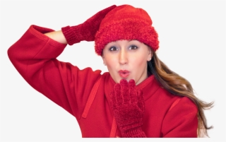 Happy Woman Blowing Kiss In Winter Clothes Png Image - Woman In Winter Clothes Png #1146924