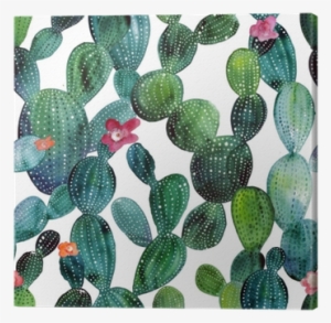 Cactus Pattern In Watercolor Style Canvas Print • Pixers® - Watercolor Repeating Cactus Pattern #1150957