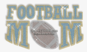 Custom Cool Sparkle Blue Football Mom Diamante Iron - Iron-on #1150980