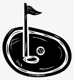 Golf Ball On The Green Near The Pin Royalty Free Vector - Illustration #1151836