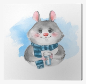 Cute Cartoon Mousel With Coffee Cup - Illustration #1153162