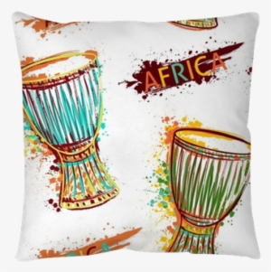 Seamless Pattern With African Drum Tam Tam And Splashes - African Music Instruments #1153256