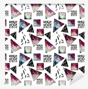 Seamless Pattern Of Watercolor Galaxy, Triangles And - Portable Network Graphics #1155191