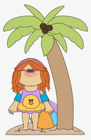 Palm Tree Clipart Summer - Girl Under Clipart #1157950