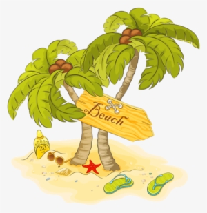Beach Drawing, Tree Clipart, Scrapbook Embellishments, - Beach Clip Art Transparent #1158408