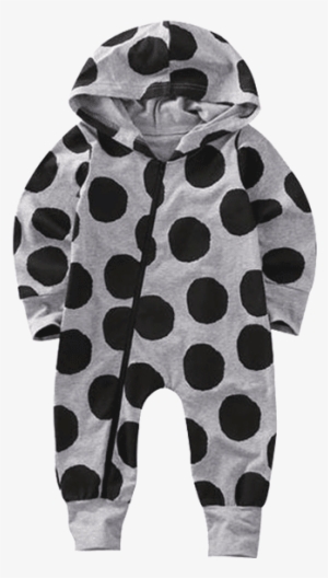 Petite Bello Romper 0-6 Months Black Dots Romper - Baby Hooded Jumpsuit Zipper Clothes - Grey - M #1159847