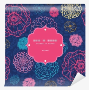 Vector Glowing Night Flowers Elegant Frame Seamless - Illustration #1159932