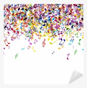 Vector Background With Colorful Music Notes Sticker #1159991
