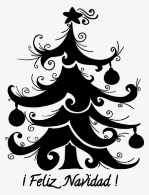 Vinilo Decorativo Árbol De Navidad Ramas Rizadas - Silueta Arbolito De Navidad #1162692