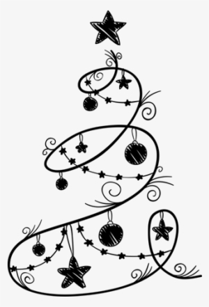 Vinilo Decorativo Árbol De Navidad Líneas Onduladas - Arbol Navidad Blanco Y Negro #1162843