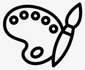 Paint Pallete With Paint Brush Vector - Painting #1165308