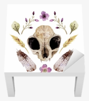 Watercolor Vector Boho Illustration With Skull Lack - Illustration #1165482