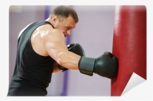 Boxer Man At Boxing Training With Heavy Bag Wall Mural - Boxing #1169139