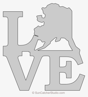 Alaska Love Map Outline Scroll Saw Pattern Shape State - White Shirts Firefighter Autism #1169200