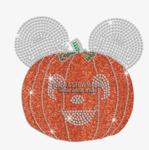 Cute Pumpkin With Mickey Ears Iron On Rhinestone Transfer - Stitch #1169987